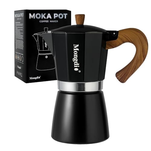 Stovetop Espresso Maker Moka Pot, Cuban Coffee Maker Stove top coffee maker Moka Italian Espresso Greca Coffee Maker Brewer Percolator, 9 Espresso Cups, 15 oz - Black