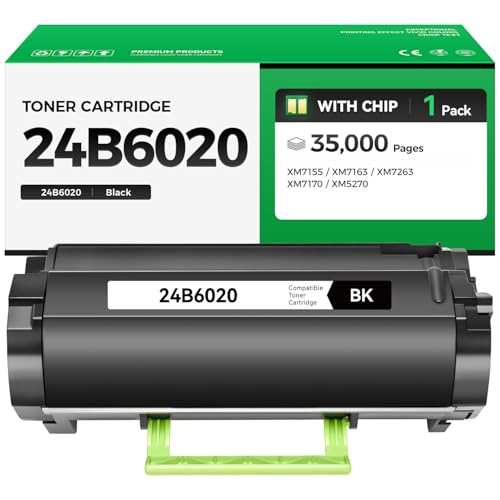 caink 24B6020 Black Toner Cartridge with chip High Yield 1-Pack Replacement for Lexmark 24B6020 Toner Cartridges Compatible with Lexmark XM7155 XM7163 XM7263 XM7170 XM5270 Laser Printer Ink All-in-One