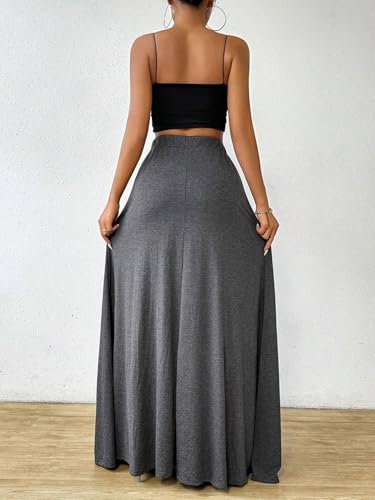 Women's 2025 Summer Casual Long Skirts Solid Color Skirt3