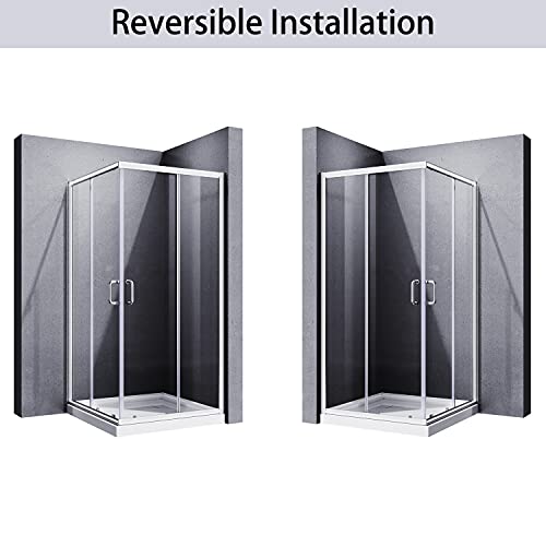 Elegant Shower Enclosure 34'' D. X 34'' W. X 72'' H. Double Sliding Shower Door 2 Stationary Panels 1/4'' Clear Glass Door Framed Shower Enclosure In Chrome (Shower Base Not Included) #TOP1