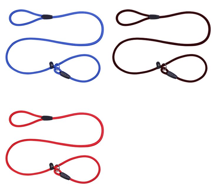 Barpre Slip Lead for Dogs | 1.3m x 6mm Strong Dog Training Leads | Secure Sliding Rubber Stopper | No Collar Needed (Black)