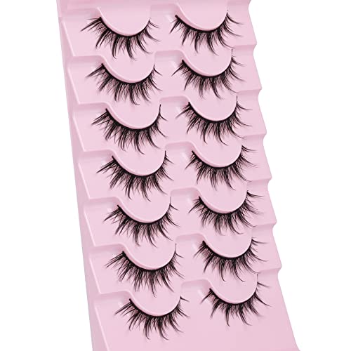 Manga Lashes Natural Look False Eyelashes Anime Lashes Mink Wispy Fluffy Spiky 3D Volume Eyelashes Pack Korean Japanese Asian Cosplay Fake Eyelashes Look Like Individual Cluster 7 Pairs By Eydevro #TOP5
