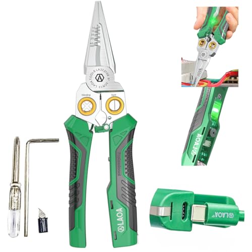 LAOA 8 in 1 Wire Stripper with Voltage Tester - Upgraded Rechargeable Wire Crimper
