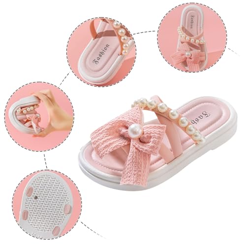 IWIHMIV Non Slip Slippers for Girls Thick Sole Open Toe Sandals Comfortable Indoor Outdoor Pool Beach Bow Slippers4
