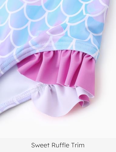 Image of Disney Frozen Elsa Stitch Marvel Toddler Girl Two Piece Long Sleeve UPF50+ Swimsuit Rashguard Sets Bathing Suit