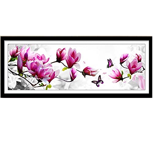 Broderie diamant 5D magnolia pour sublimer la décoration murale de votre salon moderne
