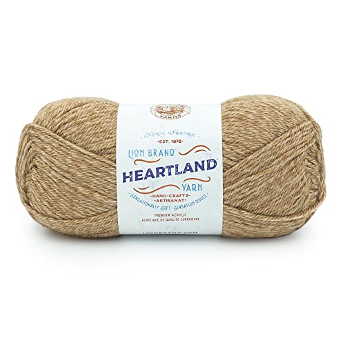 Image of Lion Brand Yarn, Worsted-Weight Heartland Yarn for Knitting, Crocheting, and Crafting, Indiana Dunes, 1 Pack | Worsted Weight Everyday Basic Acrylic Knit & Crochet Fiber for Machine Washable Blankets, Sweaters, Shawls, Hats