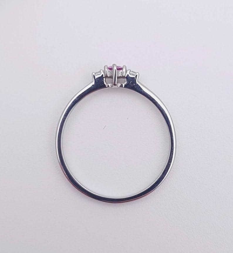Bague tourmaline rose naturelle argent 925 et véritables diamants - 3