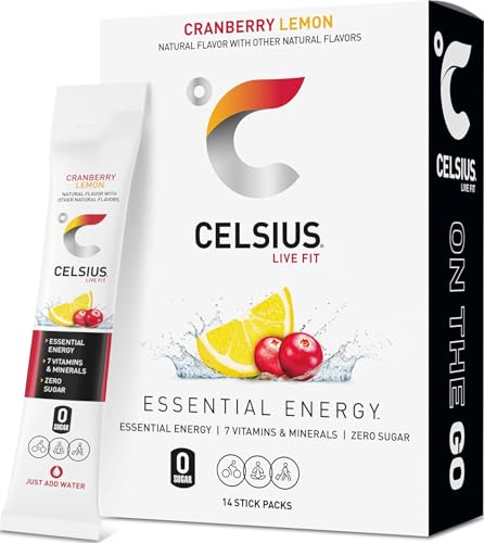 Image of CELSIUS On The Go Cranberry Lemon, Sugar Free Energy Drink Mix (14 Sticks per Pack), 2.5 Ounce (Pack of 6)