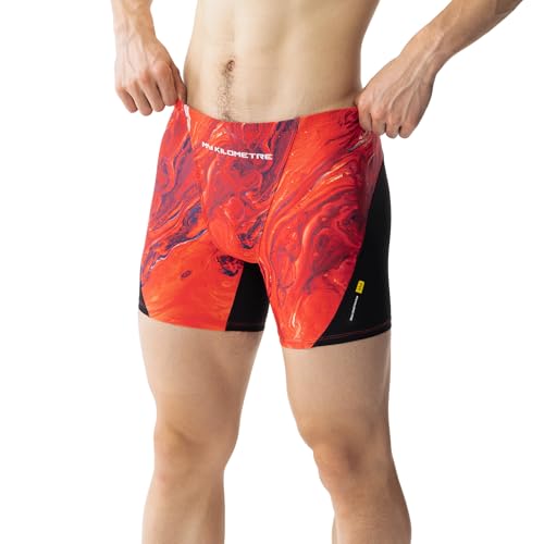 MY KILOMETRE Badehose Herren Kurz Jammer - Schnelltrocknende UV-Schutz Schwimmhose mit Tunnelzug für Training Wettkampf