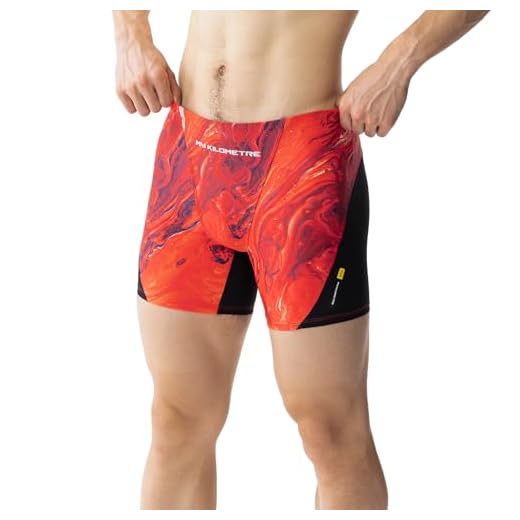 MY KILOMETRE Sunga masculina lisa, roupa de banho, roupa de banho, treino, corrida, short de natação (BR, Alfa, M, Regular, Vermelho)