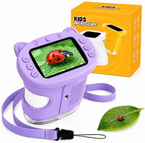 OAEBLLE Mikroskop für Kinder, 1000X 4K Digitalmikroskop mit IPS-Display, 8 LED Licht, USB-aufladbar, Tragbares Mini-Mikroskop als Lernspielzeug & Entdecker-Lupe, Geschenk für Kinde