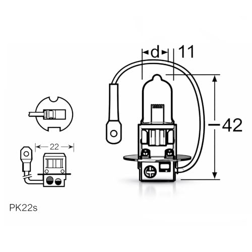 LIGHTWORLD24 Halogen Auto Lampen H3 12V 6000K Kalt Weiß Xenon Optik Ultra White Look Birnen Lampe Abblendlicht Nebelscheinwerfer Fernlicht Kurvenlicht PK22s Sockel 2 Stück