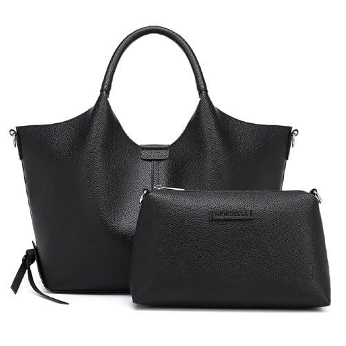 Image of NEWBELLA Women's Hobo Purse - Faux Leather Shoulder Bag & Tote Handbag, Spacious Work Bag for Commute & Daily Use (Black-2)