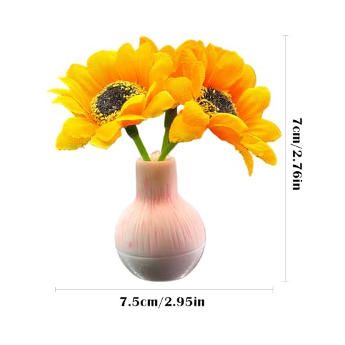 Image of Set of 4 Cute Flower Bouquet Car Air Freshener Vent Clips, Mini Artificial Flowers for Car Air Vent Decoration, Auto Interior Dashboard Ornament Accessories (Sunflower)