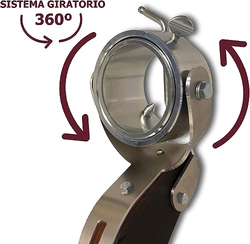 Foto von BlendNature Professioneller Schinkenhalter Gourmet, drehbar um 360 Grad, hochwertiges Holz, FSC-zertifiziert, mit Schneidemesser und Schärfgerät in der Basis für einfachen Zugriff