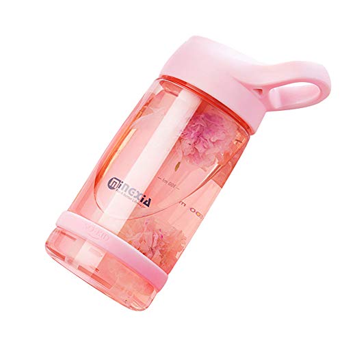 WFZ17 550/850ml Water Bottle,Outdoor Cute Cartoon Kids Juice Water Bottle Drinking Cup with Straw Pink 550ml
