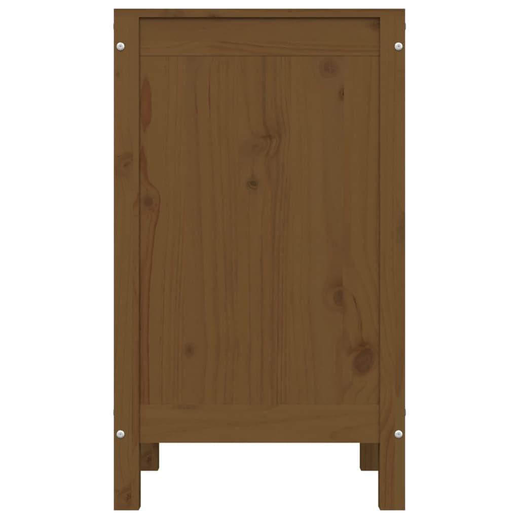 Wäschetruhe Honigbraun 44x44x76cm Massivholz Kiefer mit Deckel Griff und Rollen für Badezimmer Schlafzimmer Waschküche