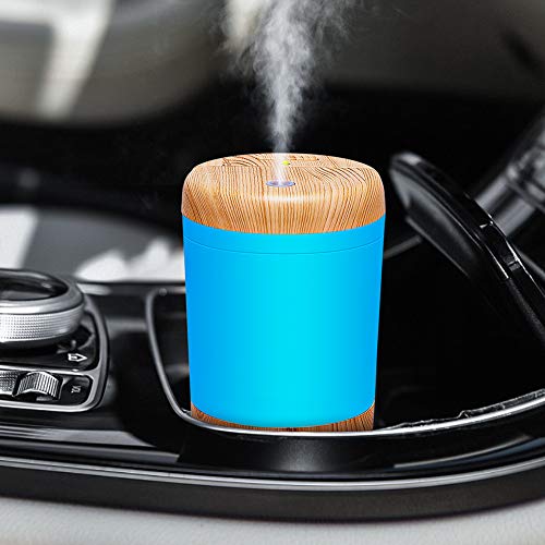 Car Diffuser Essential Oil Humidifier, USB Plug in Mini Portable Aromatherapy Car Oil Diffusers, Cool Mist Fragrance Cup Holder Ultrasonic Car Humidifiers for Vehicle Office Travel Home Desk - Wood