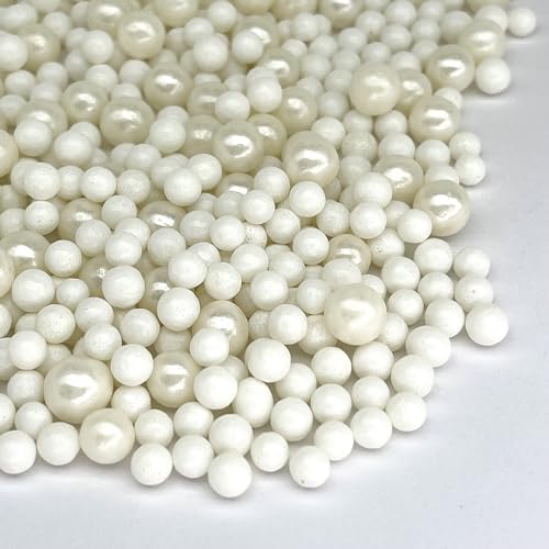 Image of Manvscakes Sprinkles- Edible Cake and Cupcake Sprinkles with Assorted Shapes and Sizes for Parties, Metallic Sprinkle Mix for Cookies, Ice Cream, Cake and Cupcake Decorating, Silver white sprinkle