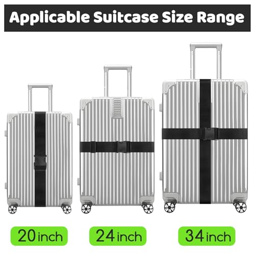 WISYOK Luggage Straps Extended, 2 Pack Suitcase Straps Personalised, Adjustable Case Strap for Suitcase, Luggage Belt with Quick Release Buckle, Suitcase Identifier for Travel, Flight (Black) - Image 4