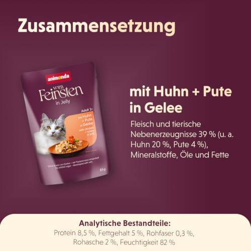 animonda Vom Feinsten Adult Raffinesse Katzenfutter in Gelee mit Huhn und Pute (24 x 85 g), Nassfutter mit Taurin und Vitamin D3… – Ansicht 5