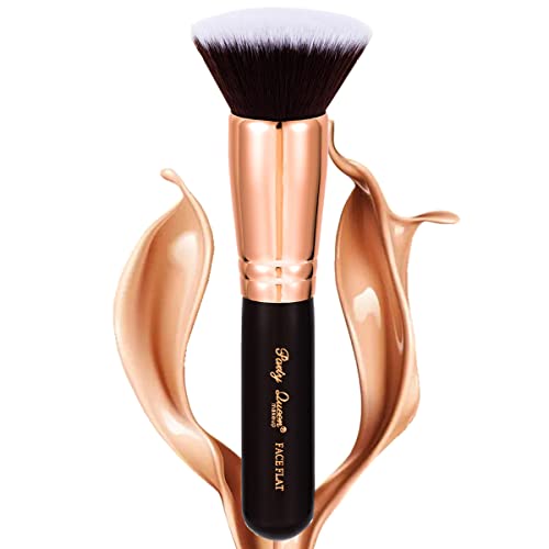 Party Queen Flat Top Kabuki Foundation Brush, Premium Synthetic Professional Makeup Brushes for Liquid, Cream,Blending Mineral ,Powder ,Buffing Stippling ,Easy to Clean, no Shedding Bristles, Soft Makeup Tools,RoseGold