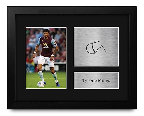 HWC Trading Tyrone Mings Aston Villa Framed Gifts Printed Signed Autograph Picture for Football Fans and Supporters - US Letter Size