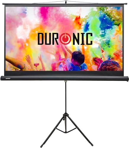 Duronic TPS75 16:9 Ecran de Projection TV et Home Cinema de 75 Pouces 190 cm 166 x 93 cm sur Trépied Système de Verrouillage Gain +1 idéal pour 3D 8K 4K...