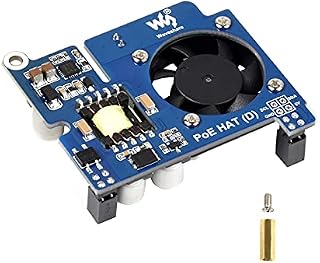 Power over Ethernet PoE HAT for Raspberry Pi 4B/3B+, IEEE 802.3af-Compliant, 5V 2.5A DC Output, PoE HAT Onboard Cooling Fan, Compatible with Raspberry Pi Official 4B/3B+ Case