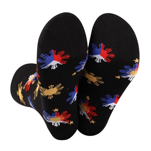 G2TUP Philippine Sun Star Flag Socks Filipina Philippine Pride Gift Philippines Faith Socks Philippine Pride Merch (Sun Star Socks)