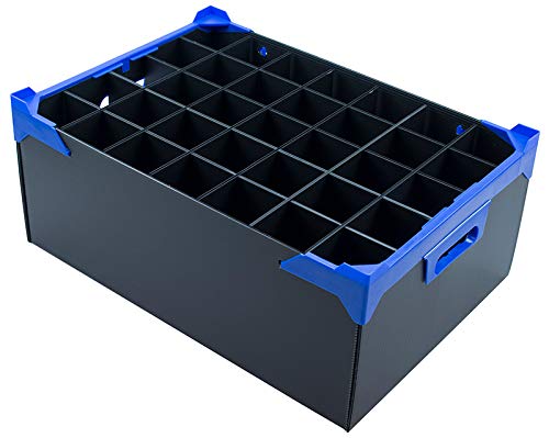 Caterbox Champagne Flute and Glass Storage Crate with Internal Dividers | 35 Cells Max Diameter 65mm (Glass Height = 190mm)