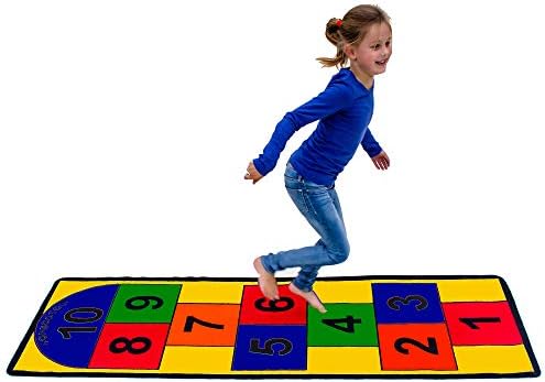 Learning Carpets - LC121 Hopscotch Play Carpet for Kids, Indoor/Outdoor Equipment, 79" x 26" Playmat Rug, Classroom Furniture for Daycare/Preschool/Playroom