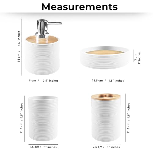 Image of Story@Home 4 Pieces Bathroom Accessories Set | Toothbrush Holder, Soap Dispenser, Mouth Wash Cup & Soap Dish for Home Kitchen & Bathroom | Bathroom Essentials for Office - Ash White