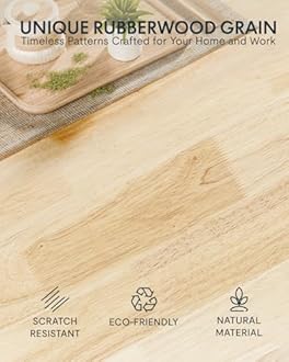 FLEXISPOT EN1 One-Piece Solid Wooden Standing Desk 63 x 24 Inches Height Adjustable Electric Sit Stand Home Office Desks (Black Frame + Rubber Wood Top, 2 Packages)