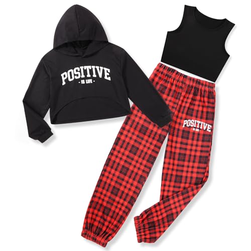 Zupora Girls Piece Outfits Long Sleeve Hoodie Sweatshirt Crop