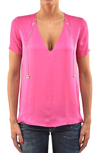 DSQUARED2 Camiseta de mujer rosa elegante seda colgante cuello en V manga corta Rosa 38