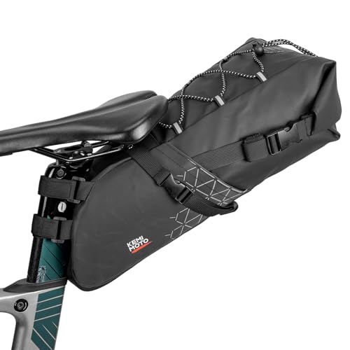 KEMIMOTO Borsa Sottosella Bici, 11L Borsa da Sella Bici Impermeabile con Riflettenti e Supporto per Ciclismo Bici Corsa MTB Mountain Bike