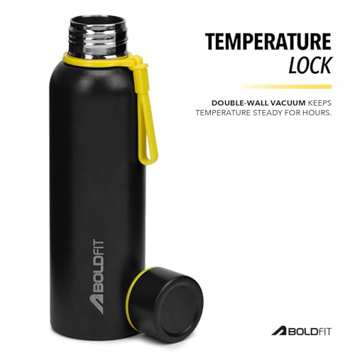 Image of Boldfit Water Bottle 700ml Stainless Steel Water Bottle Vacuum Insulated Hot & Cold Flask Leakproof BPA Free Metal Bottle with Strap Rust Free Reusable Water Bottle for Gym, Office, School & Travel