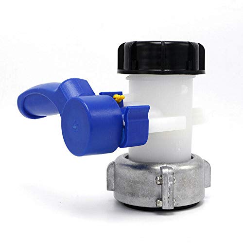 - Válvula mariposa DN40/DN50 con tuerca flotante de aluminio y plástico, para depósito de 1000 litros IBC