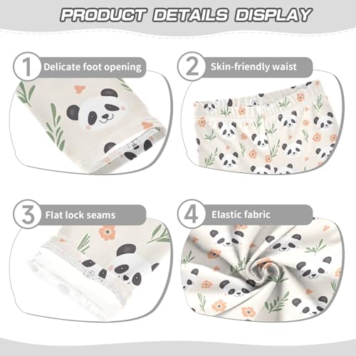 Cute Panda Bear Flower Girls Leggings Soft Stretch Workout Yoga Dance Pants for Kids Casual Tights3