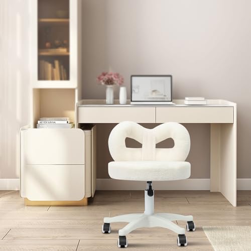 Chaise de coiffeuse à roulettes blanche petit fauteuil de bureau réglable