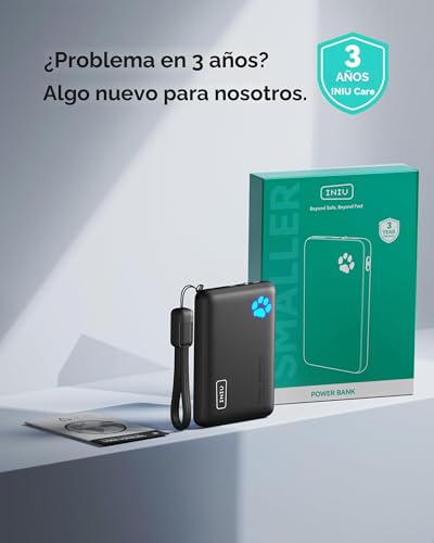 INIU Cargador portátil, ultra delgado de 45W de carga rápida con cable USB C adjunto, batería de power bank PD de 10000mAh segura para vuelos, powerbank esencial para teléfonos en viajes para iPhone