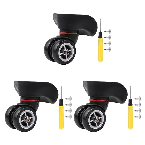 3Pcs Universal Swivel Wheel Right (Big) Suitcase Wheel (3R) 115W Series W042 Wheel Replacement Black