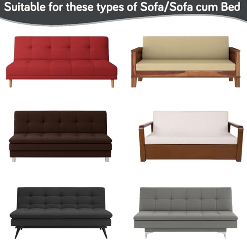 Image of HOKIPO Armless Sofa Cover for Sofa Cum Bed, 280 GSM Stretchable Elastic Futon Slipcover, 'Aria Nova' (Large) Dark Grey (AR-6703-DGRY)