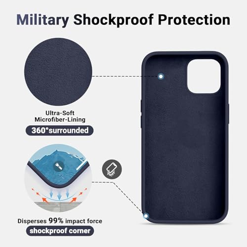 Image of Premium Liquid Silicone Case for iPhone 12 & 12 Pro - Slim Full Body Protective Back Cover with Soft Microfiber Lining, Anti-Slip Grip Scratch Resistant Phone Case(Navy Blue)