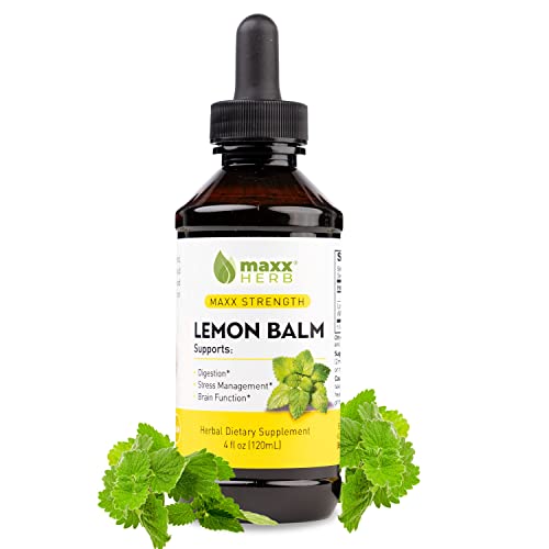 Maxx Herb Lemon Balm Extract - Max Strength Liquid Tincture Absorbs Better Than Capsules or Tea for Nervous System Support & Stress Management - Alcohol Free - 4 Oz Bottle (60 Servings)