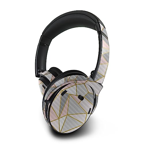 Image of MightySkins Carbon Fiber Skin Compatible with Bose QuietComfort 45 Headphones Rose Gold Polygon | Protective, Durable Textured Carbon Fiber Finish | Easy to Apply