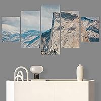 SIGNWIN 5 Panel Canvas Wall Art Snow Mountain for Home Decorations Ready to Hang - 60