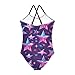 KLL Stars Neon Colorful Fashion 1 Piece Toddler Girl Swimwear Beach Quick Dry Bathing Suit with Adjustable Straps 7-8T